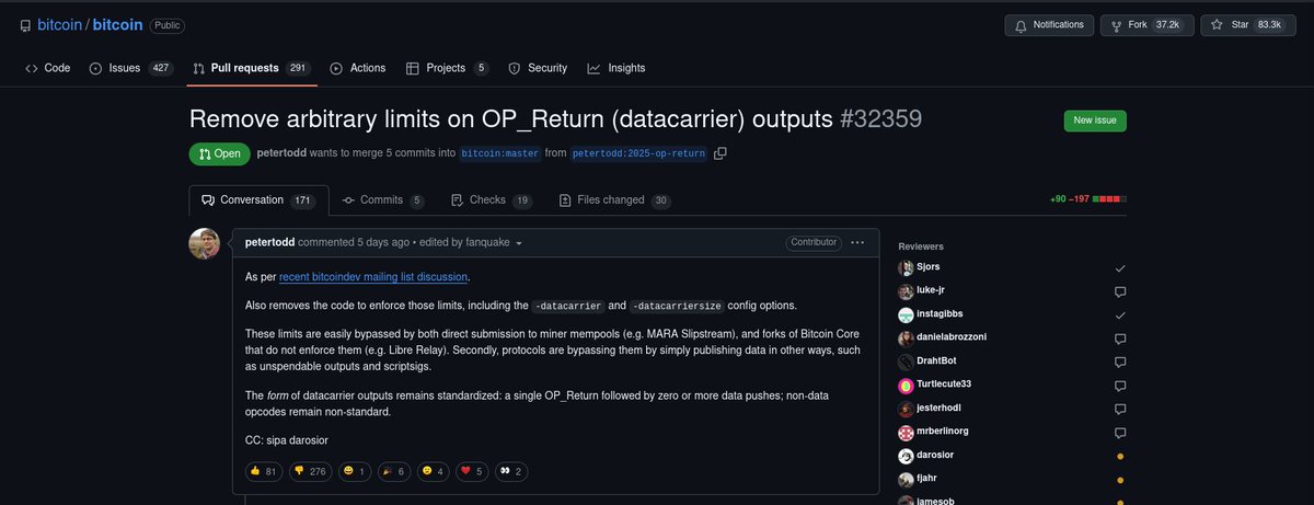Today I’m asking a “dumb” question.

Storing JPGs on-chain seems kinda dumb. There are already enough other chains that do that.
Why not just remove the ability to store arbitrary data, and keep Bitcoin focused on… you know, transactions?

I’ll send 210,000 sats to the best