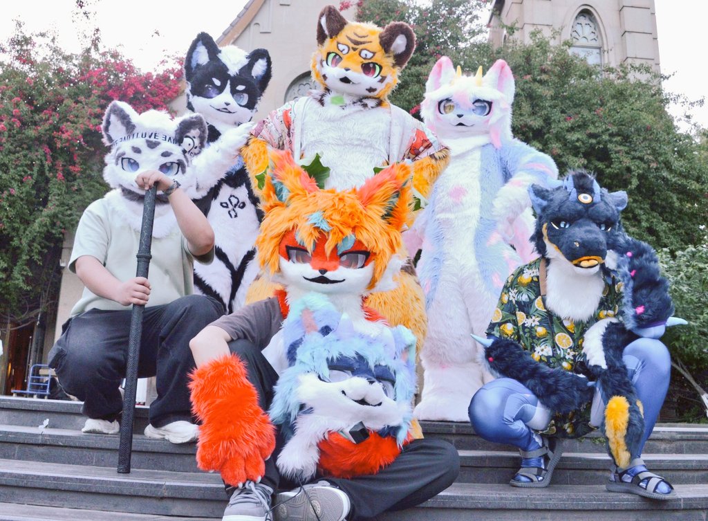 #FursuitFriday
第一排从左到右：阿渝  欧阳羽烟  张大斧  十二  ME
第二排：北固  黑崎龙宇