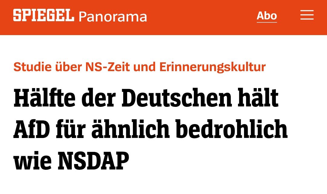 Die AfD ist eine brandgefährliche Partei. Die AfD ist gesichert (!) rechtsextremistisch und damit verfassungsfeindlich. Die AfD diffamiert und diskreditiert die Medien, so wie es alle Extremisten (Meloni, Fico, Orban, PiS in Polen) immer als erstes machen. Die AfD hasst die