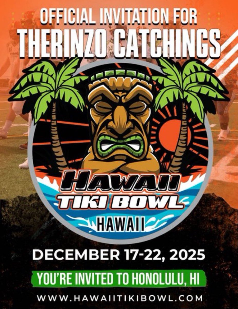 therinzo catchings (@therinzoc_2026) on Twitter photo blessed and grateful to receive a invitation to play in the hawaii tiki bowl game! <a href="/BuffedInPrime/">Buffed Prime T-Cal</a> <a href="/BigBack_CoachJ/">Marcus Johnson</a> <a href="/sammiecoates11/">Sammie Coates</a> <a href="/ColumbiaFBHSV/">Columbia High Football</a> blessed and grateful to receive a invitation to play in the hawaii tiki bowl game! <a href="/BuffedInPrime/">Buffed Prime T-Cal</a> <a href="/BigBack_CoachJ/">Marcus Johnson</a> <a href="/sammiecoates11/">Sammie Coates</a> <a href="/ColumbiaFBHSV/">Columbia High Football</a>