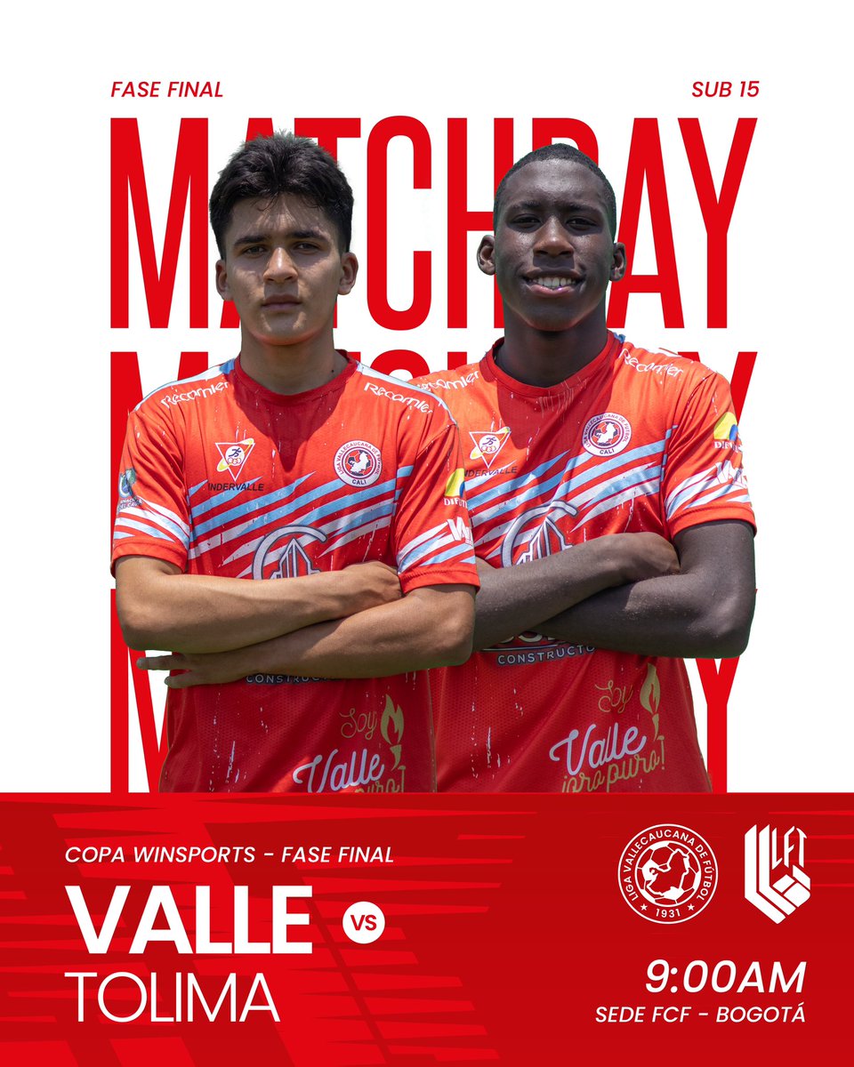 Hoy jugamos 👊
🆚 Tolima #Sub15 
Fase Final | Fecha 2 🙌