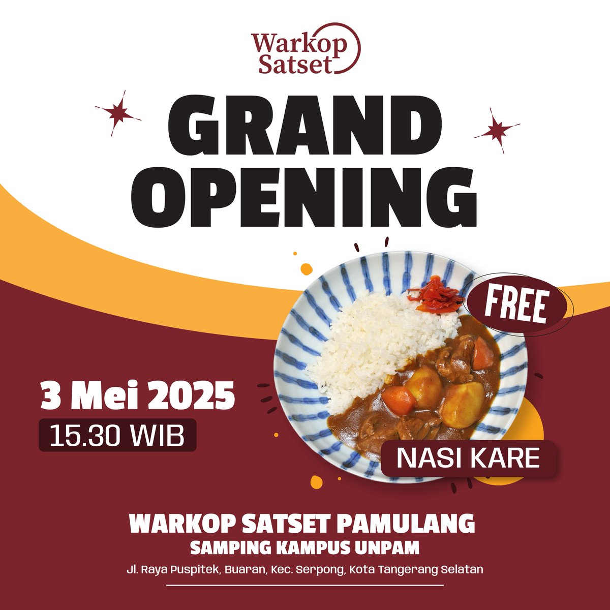 Menteman, kalian taulah ya warkop lama gua gimana. :(
Nah, besok warkop gua yang baru grand opening. 
Kalo sempet tolong mampir. Gua kasih makan gratis tapi minumnya bayar. 😂

Warkop baru gua sepi banget, kalo grand opening masih sepi, udahlah gua tutup aja.