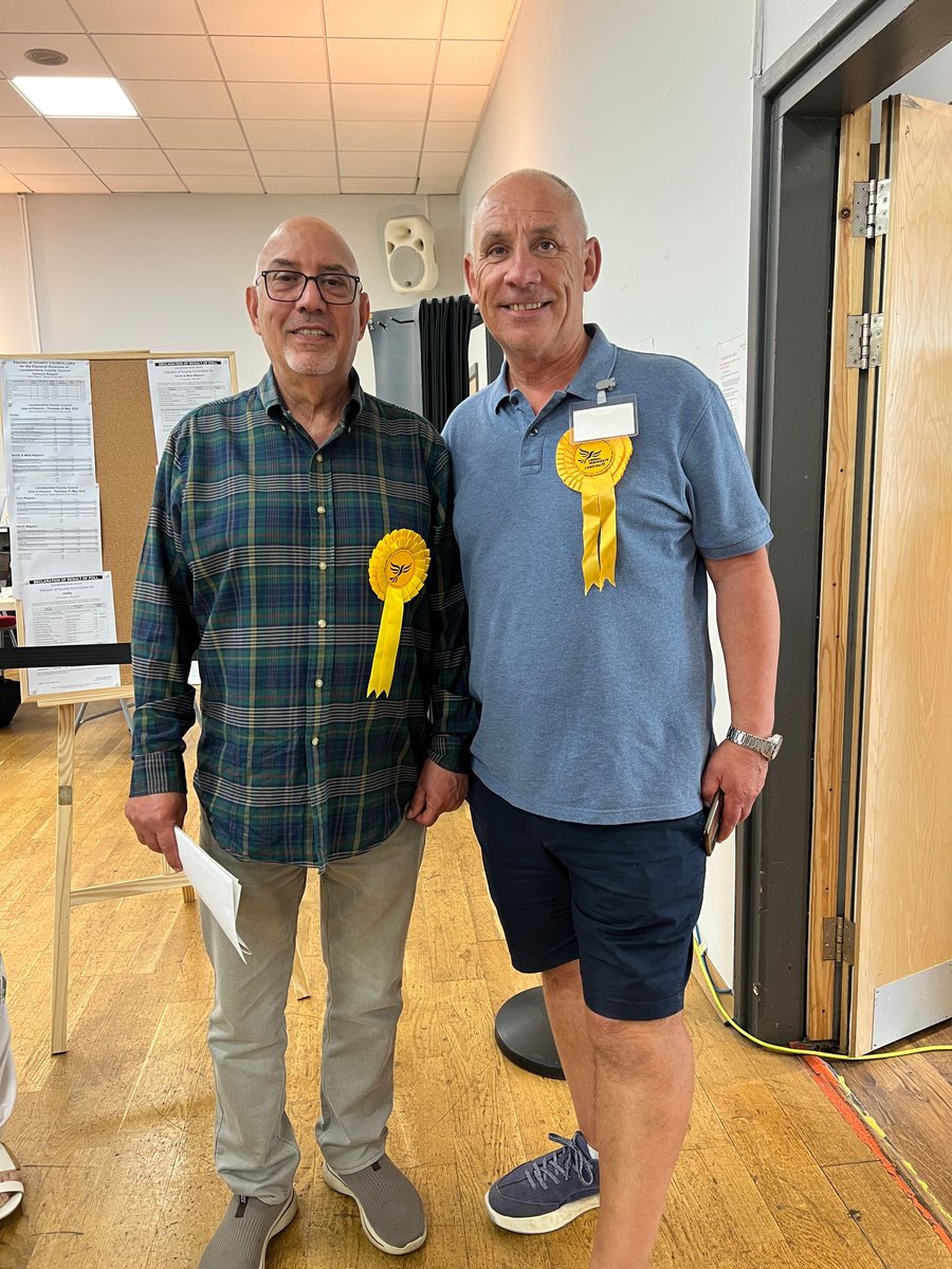 OadbyLibDems's tweet photo. County Councillors Moin Durrani CC and Dean Gamble CC - winning here and ready to work for Oadby and to keep us out of the city. 

A convincing victory - 1 gain and 1 seat held for the @LibDems 

Congrats Moin and Dean!

@ALDC @OadbyTownCentre @LibDems @LibDemPress https://t.co/PEBmb3OAh5