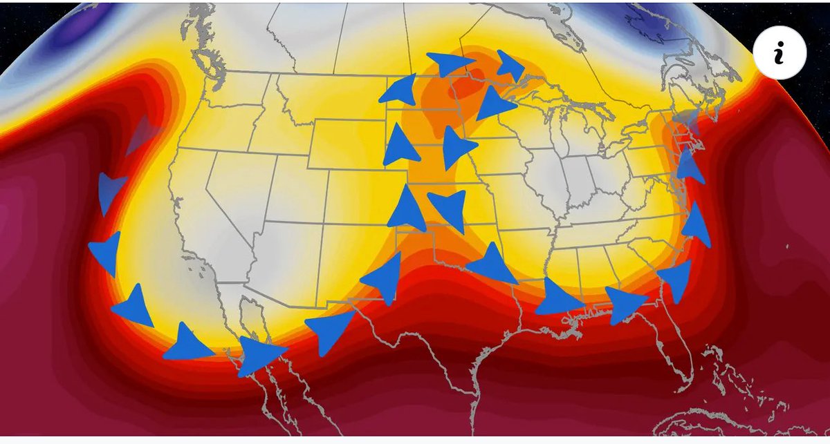 A rare jet stream pattern known as an “omega block” will brain a mix of twin, storms, snow, and temperature flip flops across the country ⬇️

👀