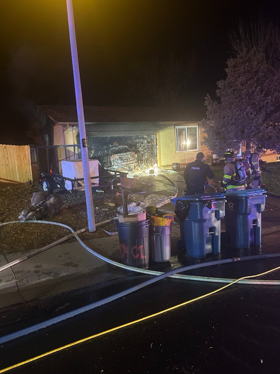 Overnight, crews handled fire in attached garage of single family home, 9000 block of Cody Ct. On arrival, garage was fully engulfed, fortunately did not breach the rest of the home. Residents self-evacuated, no injuries. Investigation ongoing. Assistance from <a href="/NMFirePIO/">North Metro Fire</a>