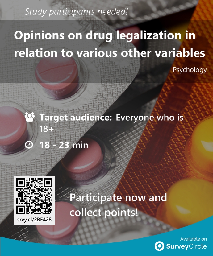 top_studies's tweet image. Participants needed for top-ranked study on SurveyCircle:

&quot;Opinions on drug legalization in relation to various other variables&quot; surveycircle.com/2BF428/ via @SurveyCircle #tilburgu

#DrugLegalization #MemoryTest #opinions #psychology