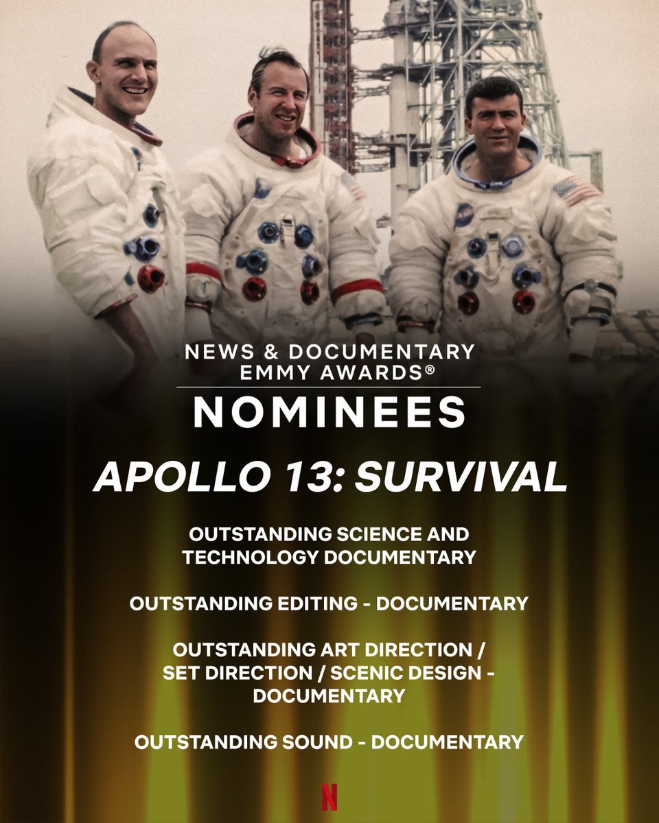 Beyond thrilled that our <a href="/netflix/">Netflix</a> film 'Apollo 13: Survival' has been nominated for 4 #Emmy awards! A huge thanks to the whole team and so pleased to see such recognition for their tremendous dedication and talent.  #Emmyawards #Apollo13