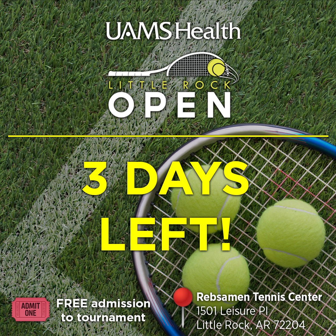 UAMS Health Little Rock Open (@littlerockopen) on Twitter photo Tennis anyone? 🎾 There's 3 days left of this year's tournament! Admission is free.🎟 Proceeds support the <a href="/uamscancer/">UAMS Cancer</a>'s Bone Marrow program. littlerockopen.com Tennis anyone? 🎾 There's 3 days left of this year's tournament! Admission is free.🎟 Proceeds support the <a href="/uamscancer/">UAMS Cancer</a>'s Bone Marrow program. littlerockopen.com