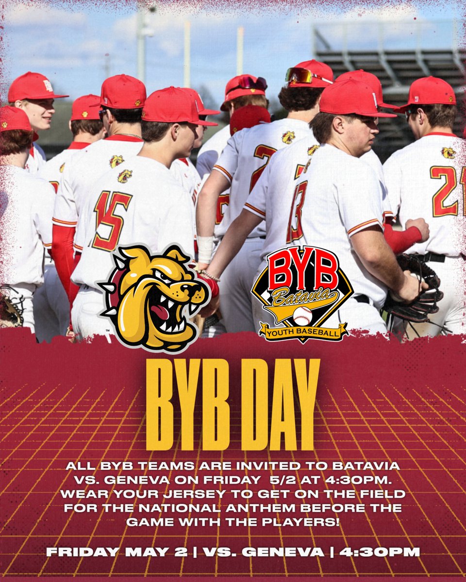 Join us this afternoon as we invite all BYB players to our series opener vs. Geneva!