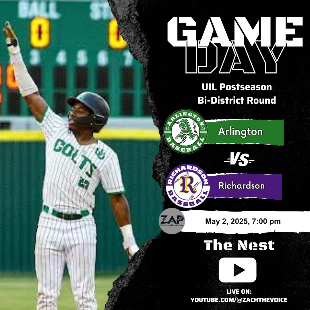 ππππ πΌπ§π£π€π‘π (@zachthevoice) on Twitter photo Time to clinch!
Arlington looks for their 2nd Area Round appearance in 3 years when they head up to The Nest.
ποΈ <a href="/rtxbaseball/">Richardson HS Baseball</a>
π RHS
π620 Dogwood Dr, Richardson TX 75080
β°οΈ 7pm
βΆοΈ youtube.com/@zachthevoice
π Zach Arnold & Tim Costello
ππ²
linktr.ee/ZachTheVoice Time to clinch!
Arlington looks for their 2nd Area Round appearance in 3 years when they head up to The Nest.
ποΈ <a href="/rtxbaseball/">Richardson HS Baseball</a>
π RHS
π620 Dogwood Dr, Richardson TX 75080
β°οΈ 7pm
βΆοΈ youtube.com/@zachthevoice
π Zach Arnold & Tim Costello
ππ²
linktr.ee/ZachTheVoice