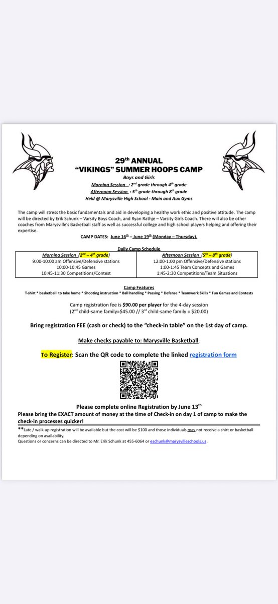 Marysville Vikings Boys Hoops (@villeboyshoops) on Twitter photo Attention all Boys and Girls that are going INTO 2nd through 8th grade next fall!!
Hoops Camp registration!
Sign up today and tell a friend:-) <a href="/Rathjechem/">Ryan Rathje</a> <a href="/mpschools/">Marysville Public Schools</a> <a href="/E_Schunk/">Schunk</a> Attention all Boys and Girls that are going INTO 2nd through 8th grade next fall!!
Hoops Camp registration!
Sign up today and tell a friend:-) <a href="/Rathjechem/">Ryan Rathje</a> <a href="/mpschools/">Marysville Public Schools</a> <a href="/E_Schunk/">Schunk</a>