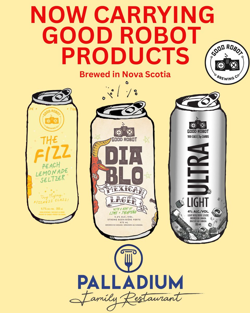 Exciting news! We're now offering products from Good Robot, a fantastic local brewing company. It's the weekend, so why not join us for dinner and explore these new additions to our menu? Cheers to good times and supporting local!
#NSProud #supportlocal