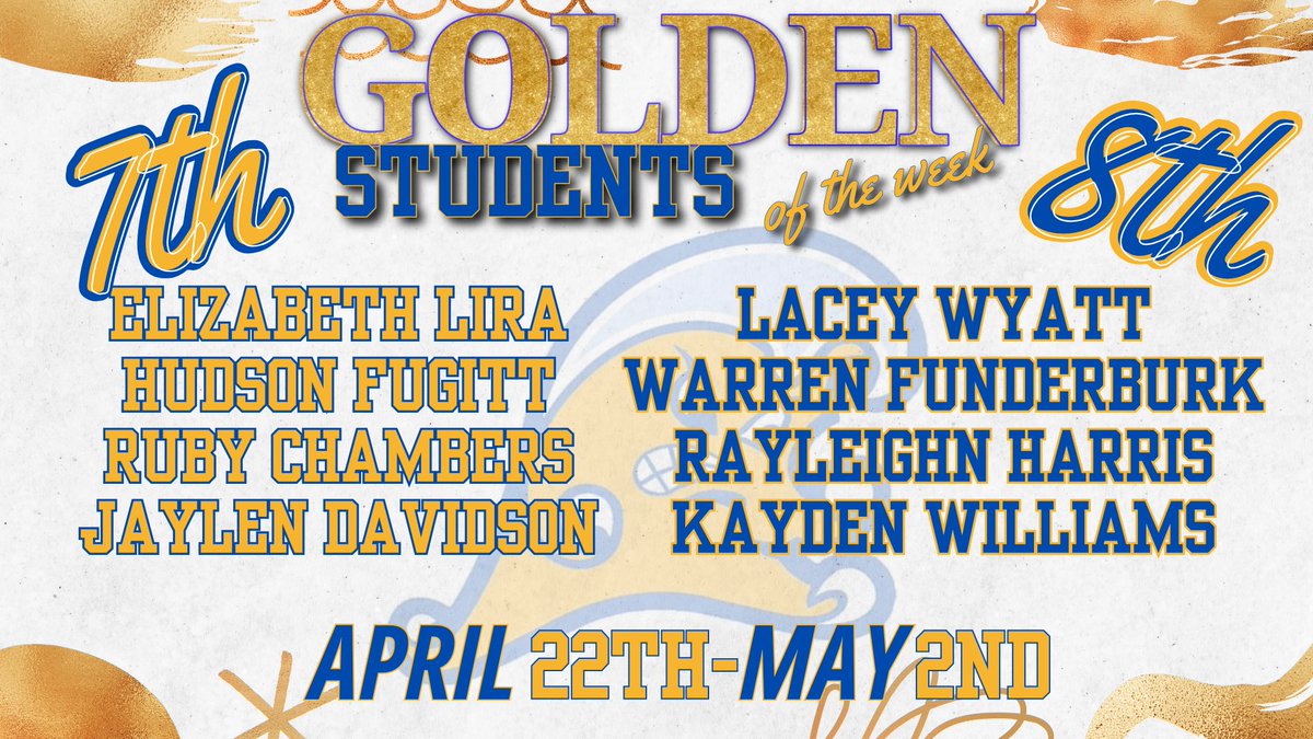 TupeloMiddle's tweet image. Our TMS Golden Students of the week!! Keep up the good work!! 🌊