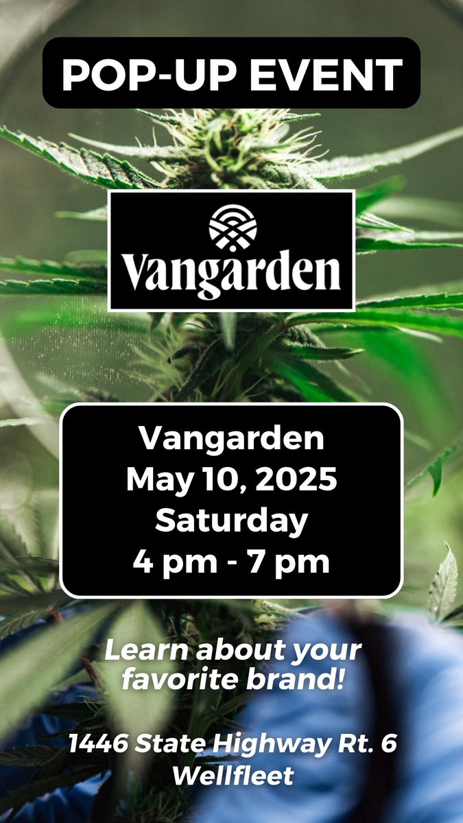 Vangarden Pop-Up Event on Saturday May 10, 2025 from 4pm - 7pm. Learn about your favorite brand.   

Please Consume Responsibly. May cause impairment and may be habit-forming. For use by adults over 21. Keep out of reach of children.