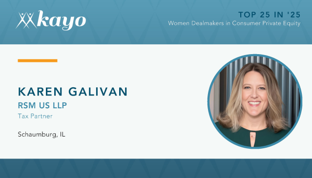 Excited to share that Kayo has recognized my colleague Karen Galivan in its list of top 25 women dealmakers in consumer private equity for 2025. Congratulations Karen! rsm.buzz/3GNR4f4