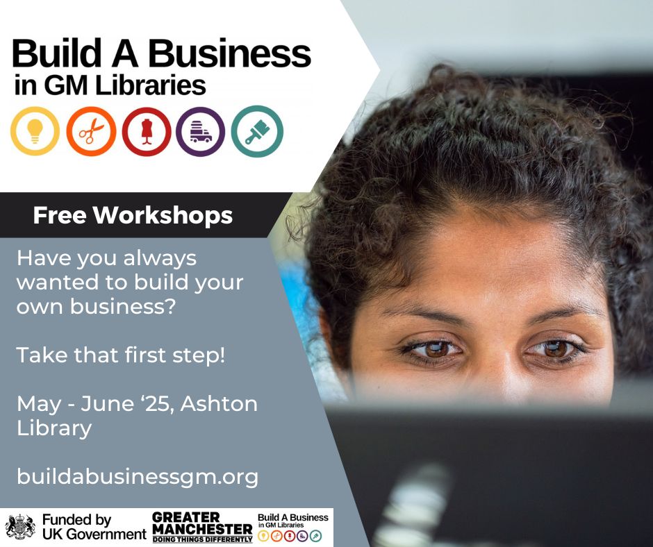 TamesideLibrary's tweet image. Free Build a Business Workshops for entrepreneurs and small businesses at Ashton library starting this week!
Learn more about business basics, marketing and more:
tinyurl.com/babtameside
buildabusinessgm.org
#Business #Workshop #Entrepreneur #BuildABizGM #UKSPF