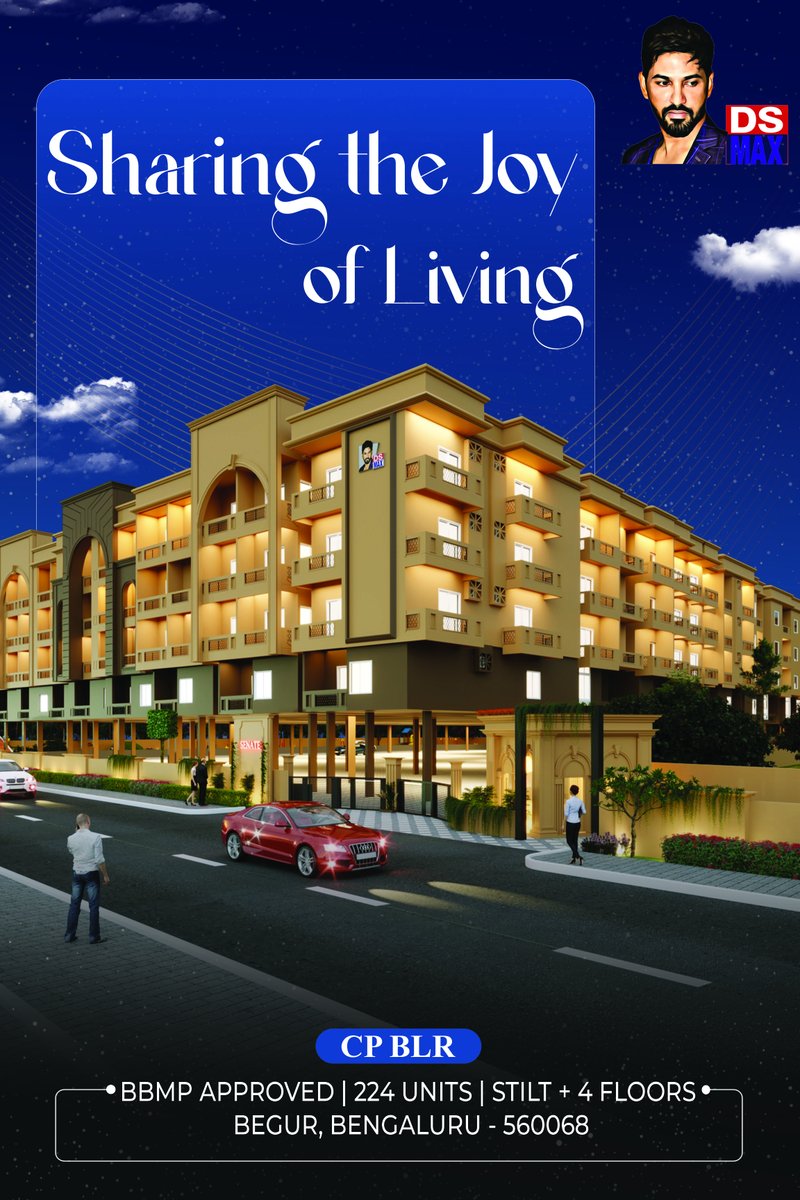 BlrProperties24's tweet image. Sharing the Joy of Living
Welcome to DS Max, where community meets class. Affordable yet premium 2 &amp;amp; 3 BHK homes at the heart of Begur, Bengaluru.
📍 CP BLR – BBMP Approved | 224 Units
🏡 Stilt + 4 Floors | Bengaluru – 560068

#DSMax #BegurHomes #AffordableLuxury #JoyOfLiving