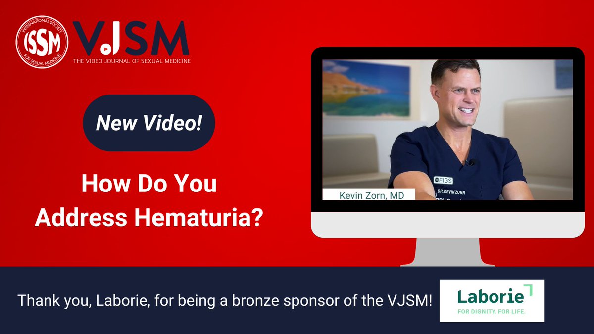 New from the Video Journal of Sexual Medicine!

Dr. Kevin Zorn discusses how to address hematuria in our latest expert-led video.

Watch now: vjsm.info/videos/videos-…

Thank you to our bronze sponsor, Laborie, for supporting this important content!