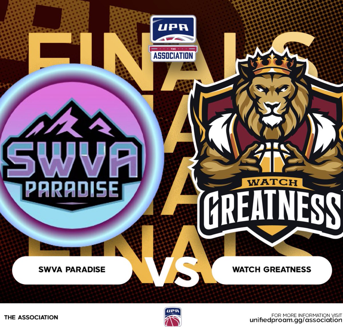 Unified Pro-Am Association (@unifiedproam) on Twitter photo 🚨ASSOCIATION PLAYOFFS🚨
🚨FINALS🚨
From 50 teams, We are down to our LAST 2!
Who will be crowned as the first ASSOCIATION champions?
<a href="/SWVAPARADISE/">SWVA PARADISE</a> vs Watch Greatness
Live later at 9:30PM EST!
twitch.tv/reedrix
twitch.tv/spam1of1 🚨ASSOCIATION PLAYOFFS🚨
🚨FINALS🚨
From 50 teams, We are down to our LAST 2!
Who will be crowned as the first ASSOCIATION champions?
<a href="/SWVAPARADISE/">SWVA PARADISE</a> vs Watch Greatness
Live later at 9:30PM EST!
twitch.tv/reedrix
twitch.tv/spam1of1