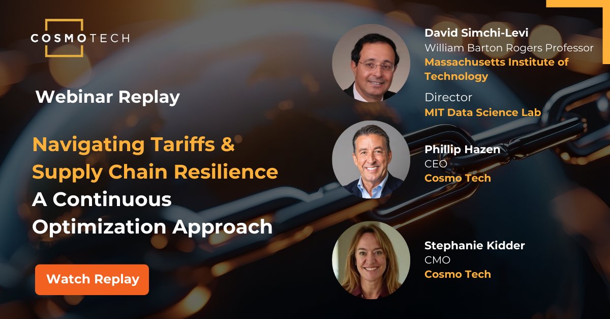 American Supply Chain (@supplychainus) on Twitter photo Strengthen your supply chain by addressing uncertainties.
Discover key strategies with insights from MIT's David Simchi-Levi and
<a href="/cosmotechweb/">Cosmo Tech</a>'s CEO Phillip Hazen in their webinar replay: hubs.ly/Q03kpw1P0
#SupplyChainUS25 #ai #supplychain #tariffvolatility Strengthen your supply chain by addressing uncertainties.
Discover key strategies with insights from MIT's David Simchi-Levi and
<a href="/cosmotechweb/">Cosmo Tech</a>'s CEO Phillip Hazen in their webinar replay: hubs.ly/Q03kpw1P0
#SupplyChainUS25 #ai #supplychain #tariffvolatility