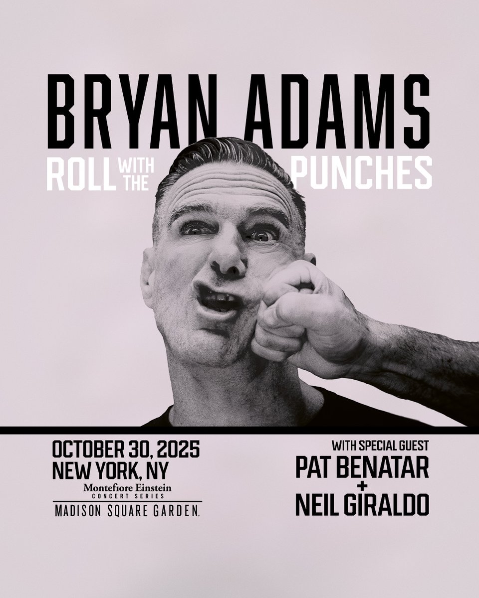 MSG (@thegarden) on Twitter photo Get tickets NOW to see <a href="/bryanadams/">Bryan Adams</a> bring Roll With The Punches with special guest Pat Benatar & Neil Giraldo to The Garden on Oct 30!
🎟: go.msg.com/BryanAdams Get tickets NOW to see <a href="/bryanadams/">Bryan Adams</a> bring Roll With The Punches with special guest Pat Benatar & Neil Giraldo to The Garden on Oct 30!
🎟: go.msg.com/BryanAdams