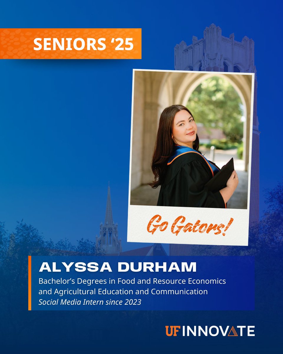 UF Innovate (@ufinnovate) on Twitter photo It’s graduation season! 🎓 We're celebrating Alyssa, who helped grow <a href="/UFOTL/">UF Innovate | Tech Licensing</a>’s social media over two amazing years. She’s off to Amazon as an Area Manager after earning two degrees from <a href="/UFCALS/">UF/IFAS College of Agricultural and Life Sciences</a>... we’re so proud of you, Alyssa! 💙
#UF #UFgrad #UF25 #GatorNation It’s graduation season! 🎓 We're celebrating Alyssa, who helped grow <a href="/UFOTL/">UF Innovate | Tech Licensing</a>’s social media over two amazing years. She’s off to Amazon as an Area Manager after earning two degrees from <a href="/UFCALS/">UF/IFAS College of Agricultural and Life Sciences</a>... we’re so proud of you, Alyssa! 💙
#UF #UFgrad #UF25 #GatorNation