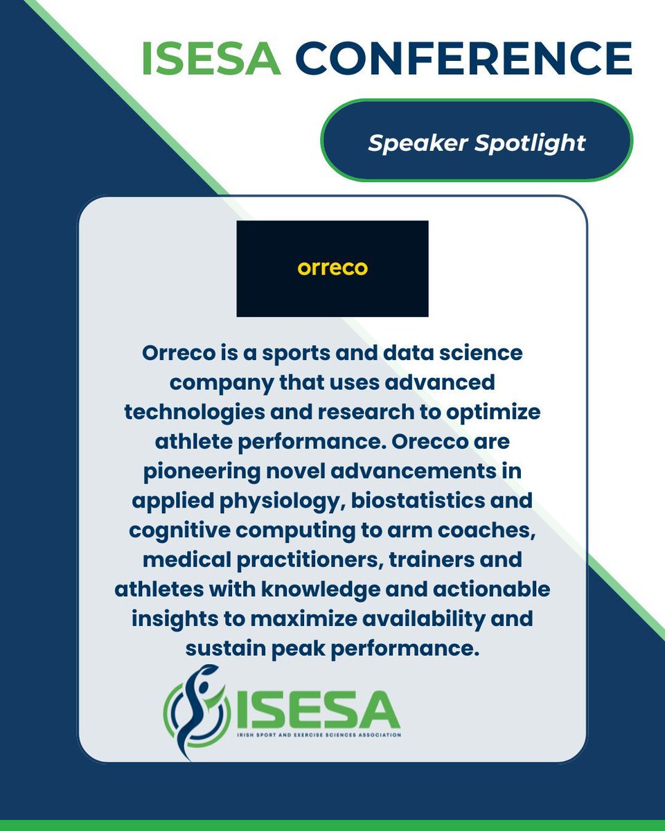 Irish Sport and Exercise Sciences Association (@irishsesa) on Twitter photo 🧠 Speaker Spotlight: Orreco
We're excited to welcome leading minds from <a href="/ORRECO1/">ORRECO</a> , a global sports + data science company, to ISESA 2025!
🎤 <a href="/KerryMcGawley/">Kerry McGawley</a>
🎤 <a href="/orrecobrian/">Brian Moore PhD</a>
🎤 <a href="/pedlarcr/">Charlie Pedlar</a>
📘 Programme + tickets → isesa.ie/2025-conference 🧠 Speaker Spotlight: Orreco
We're excited to welcome leading minds from <a href="/ORRECO1/">ORRECO</a> , a global sports + data science company, to ISESA 2025!
🎤 <a href="/KerryMcGawley/">Kerry McGawley</a>
🎤 <a href="/orrecobrian/">Brian Moore PhD</a>
🎤 <a href="/pedlarcr/">Charlie Pedlar</a>
📘 Programme + tickets → isesa.ie/2025-conference