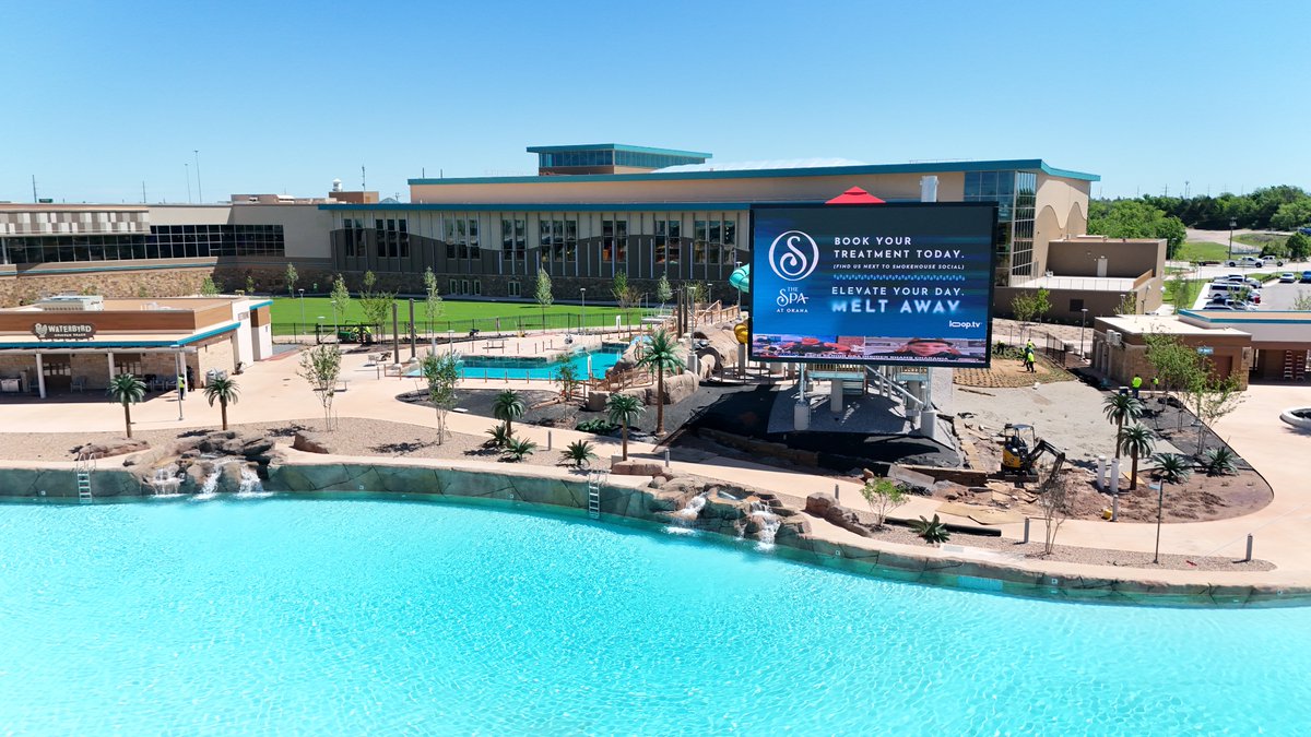 OKCTalk's tweet photo. The indoor waterpark, restaurants, and hotel are already a big hit at OKANA.

Later this month, the huge outdoor lagoon will open with more restaurants, sandy beach, slide pool, dive pool, WIBIT course, and a swim-up bar. https://t.co/N2cTgm7p4G