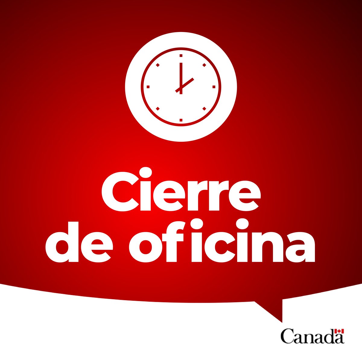 La Embajada de Canadá 🇨🇦 estará cerrada el lunes 5 de mayo de 2025. El horario de apertura habitual se reanudará el martes 6 de mayo de 2025. En caso de una emergencia consular, llame al +1-613-996-8885 o escriba a sos@international.gc.ca