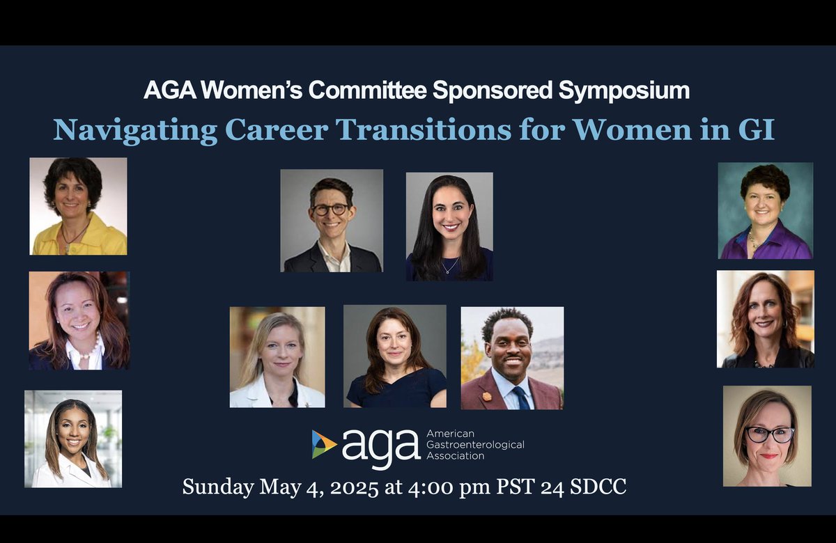 American Gastroenterological Association (AGA) (@amergastroassn) on Twitter photo #WomenInGI, find support when you pursue a new phase in your career! Join the women's committee sponsored session at #DDW2025 to learn more. <a href="/KiraNewmanMDPhD/">Kira Newman, MD, PhD</a> <a href="/DrLorenGR/">Loren G. Rabinowitz, MD</a> <a href="/MccutchenDr/">Dr. Aja Mccutchen</a> <a href="/ElisaBodenIBDMD/">Elisa Boden, MD</a>
🗓️ Sunday, May 4, 4 p.m. PDT
📍 24 - SDCC #WomenInGI, find support when you pursue a new phase in your career! Join the women's committee sponsored session at #DDW2025 to learn more. <a href="/KiraNewmanMDPhD/">Kira Newman, MD, PhD</a> <a href="/DrLorenGR/">Loren G. Rabinowitz, MD</a> <a href="/MccutchenDr/">Dr. Aja Mccutchen</a> <a href="/ElisaBodenIBDMD/">Elisa Boden, MD</a>
🗓️ Sunday, May 4, 4 p.m. PDT
📍 24 - SDCC