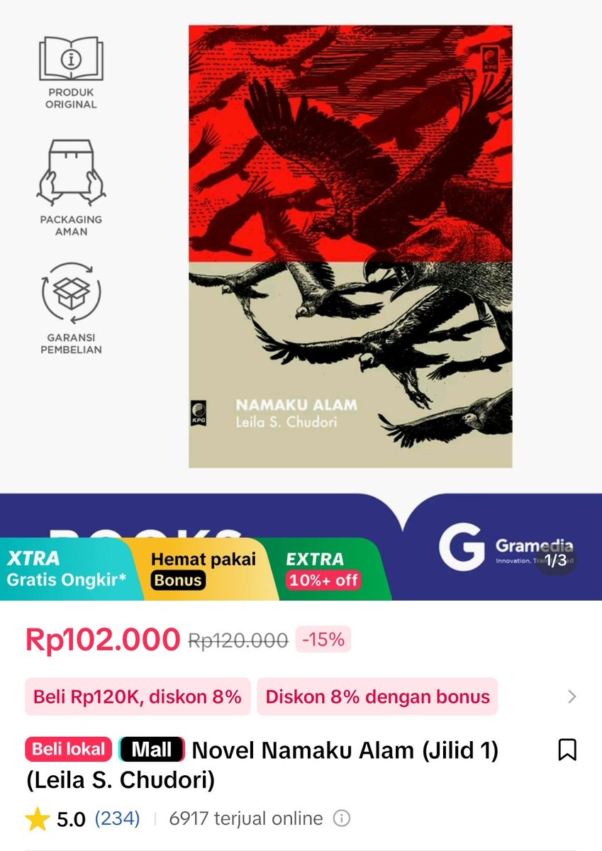 suma444_'s tweet photo. INFO PROMO &amp; DISKON BUKU📚 

Namaku Alam - Leila S Chudori
⭐️⭐️⭐️⭐️⭐️

✨Cuma 102k
🔗https://t.co/ERSL0pbgca

wts diskon promo tiktok rekomendasi preloved buku https://t.co/M0xKpIOnVF