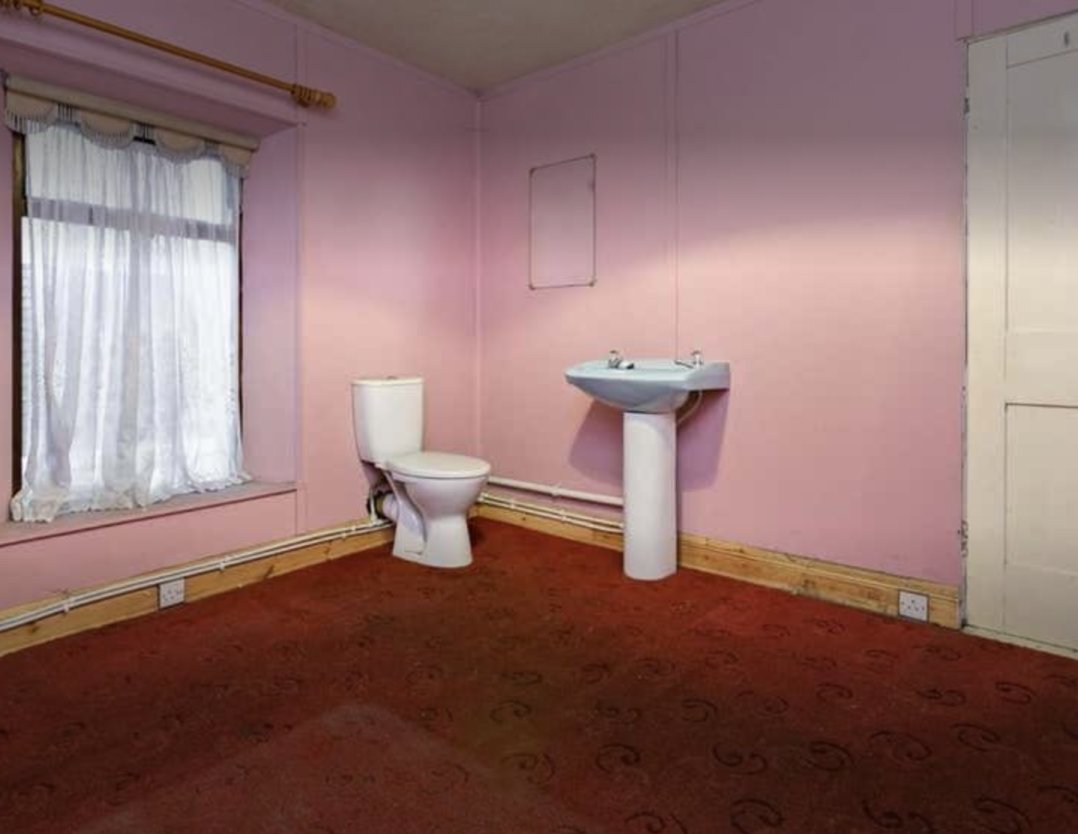 GerberPlumbing's tweet image. Interior design gone very wrong. 🚨💀 Pink walls? Sure. Orange-red carpet? Bold choice. Cramped toilet and sink in a giant bathroom? Now we have questions…
#FunnyFriday #DesignFails #WhatNotToDo #BathroomNightmares