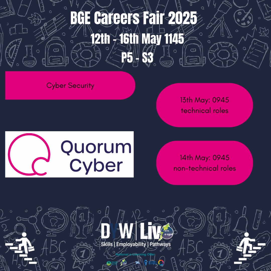 DYWLive (@dywlive) on Twitter photo Hear from the industry experts about their careers and pathways during our BGE Careers Fair
🔗e-sgoil.com/dyw-live/event…
<a href="/eSgoil/">e-Sgoil</a> <a href="/EducationScot/">Education Scotland</a> <a href="/ESskills/">EdScotSkills3-18</a> <a href="/QuorumCyber/">Quorum Cyber</a> #NeLO <a href="/DYWScot/">DYW Scotland</a> Hear from the industry experts about their careers and pathways during our BGE Careers Fair
🔗e-sgoil.com/dyw-live/event…
<a href="/eSgoil/">e-Sgoil</a> <a href="/EducationScot/">Education Scotland</a> <a href="/ESskills/">EdScotSkills3-18</a> <a href="/QuorumCyber/">Quorum Cyber</a> #NeLO <a href="/DYWScot/">DYW Scotland</a>