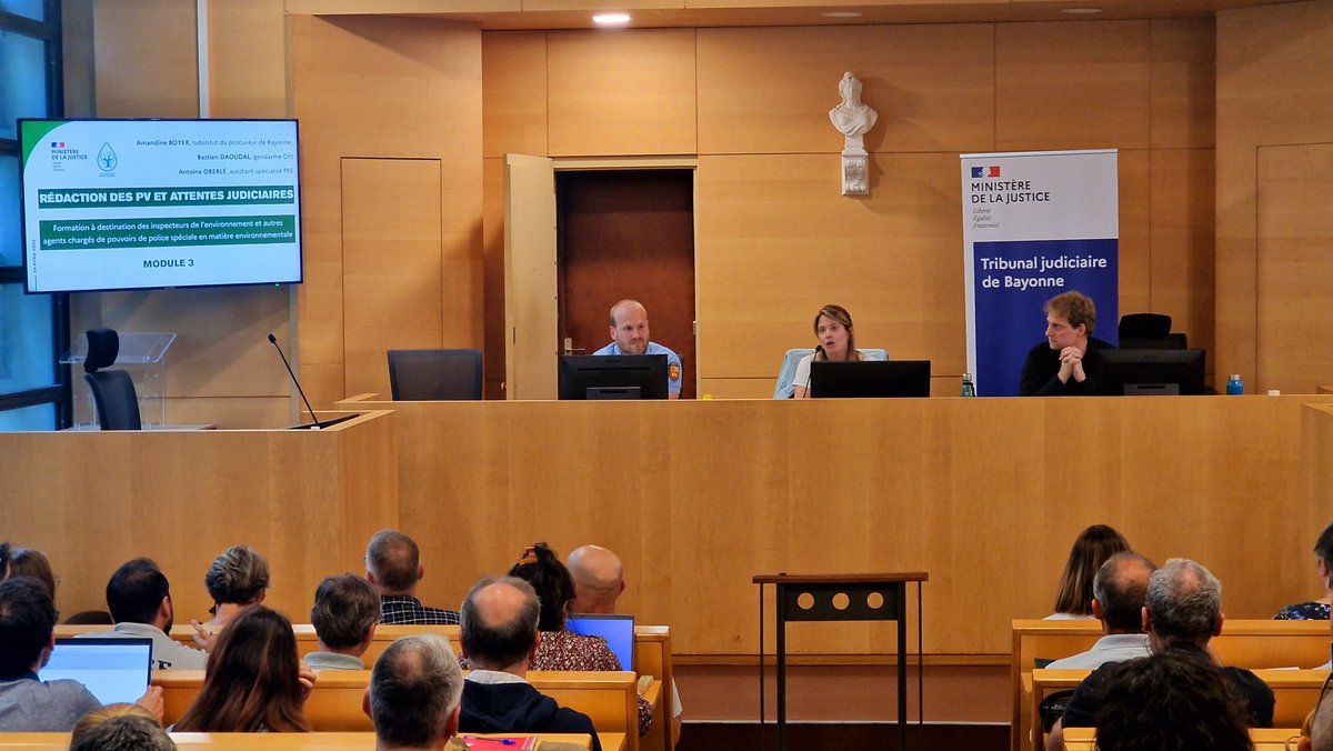 Revenir sur les fondamentaux de la procédure pénale, harmoniser les pratiques de rédaction et renforcer le dialogue entre les inspecteurs de l’environnement et l’autorité judiciaire tels étaient les objectifs de la formation proposée par le PRE de Bayonne ce 29/04 au <a href="/TjBayonne/">TJ Bayonne</a>