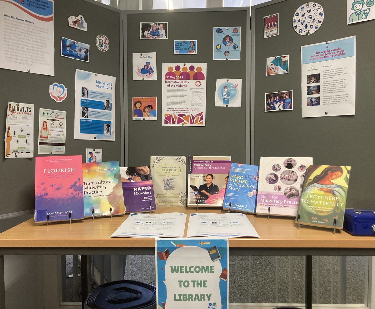 Monday 5th May marks International Day of the Midwife.

Shout out and big thanks to all our wonderful midwifery colleagues!

Check out our display and resources at Royal Bournemouth Hospital Library, or contact us to find out more:
library@uhd.nhs.uk

<a href="/UHD_NHS/">University Hospitals Dorset NHS Foundation Trust</a> <a href="/DorsetHealth/">Dorset HealthCare</a>