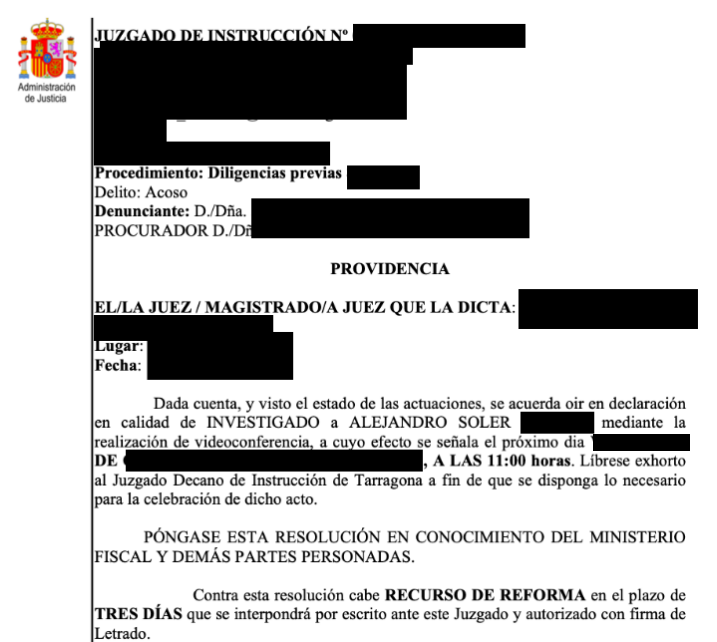 Un Juzgado de Instrucción de Madrid identifica a ALEJANDRO SOLER CAPELLA, primo de un senador del PSOE como la persona que se esconde detrás de la cuenta <a href="/ELPRESIFMM/">Emmanuel Amonique</a> y abre diligencias previas por delito de acoso y suplantación de identidad en X.

Ha sido citado para declarar