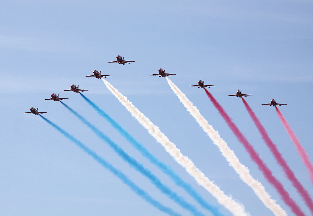 Red Arrows VE Day 80 Flypast Route Map - Mon 5th May 2025. More details at: military-airshows.co.uk/press25/redarr…