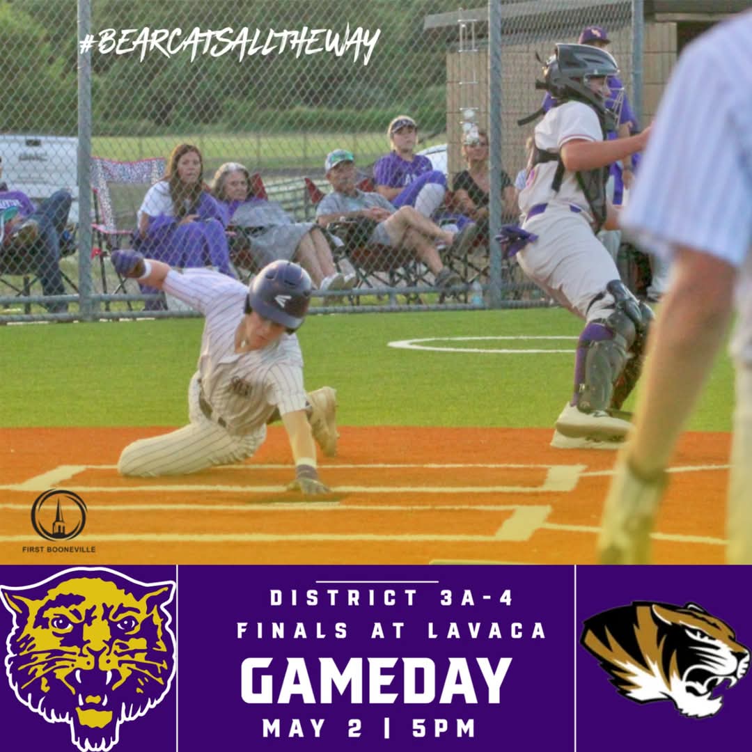 Championship Game Day for Bearcat baseball! Booneville takes on Charleston for the District Championship. Come out to Lavaca to cheer on the Cats! First pitch is at 5:00.

#bearcatsalltheway #BestIsTheStandard