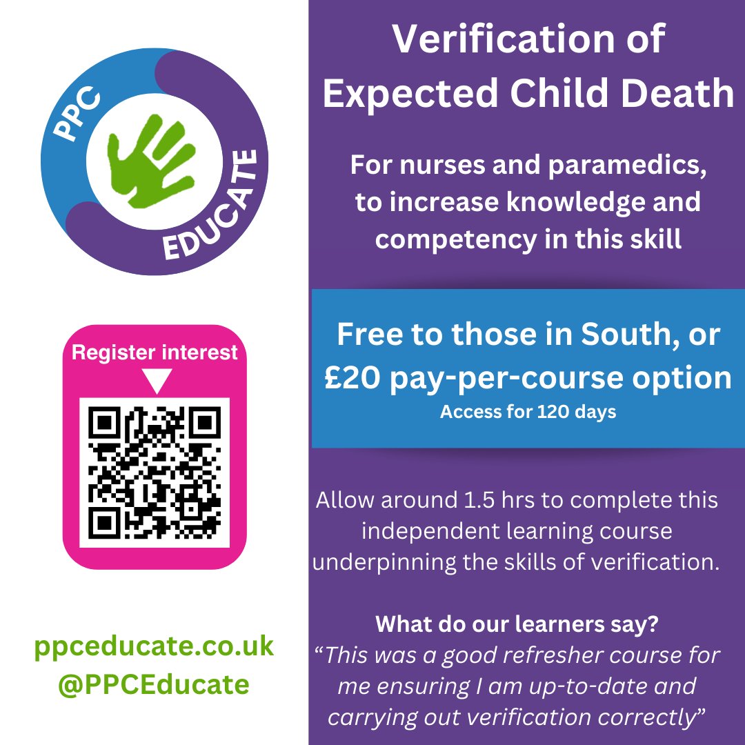 Verification of Expected Child Death is sadly something community teams need familiarity with. Do you need to revisit this skill? We offer a short 1.5hr independent course on ppceducate.co.uk with great feedback &amp; a 46% overall confidence increase!