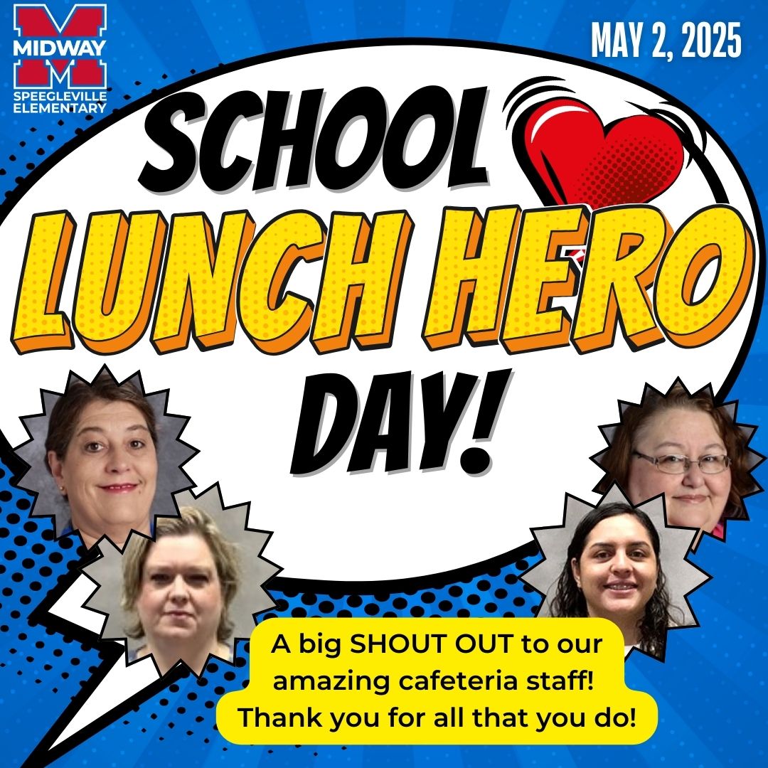 We are so thankful for our cafeteria staff! You are truly heroes!! #speegleville #midwayisd #schoollunchheroday