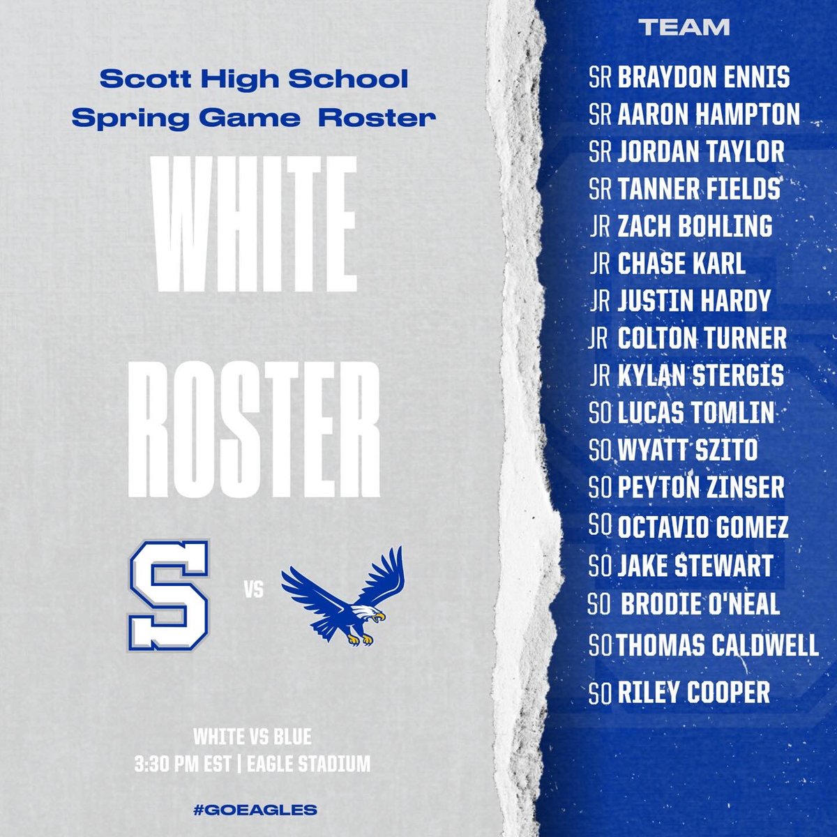 2025 Spring Game Rosters and New game time! #GoEagles #FanTheSpark