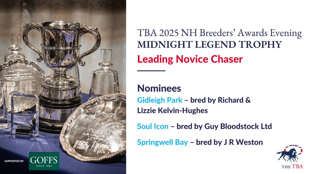 TheTBA_GB's tweet photo. 🏆TBA NH Breeders’ Awards 🏆
Nominees announced for the MIDNIGHT LEGEND TROPHY for leading novice Chaser.
Get your ticket 🔗https://t.co/A00G1L0WAa
#awards #TBAEvents #BritishBloodstock https://t.co/KEmOYeT3dY