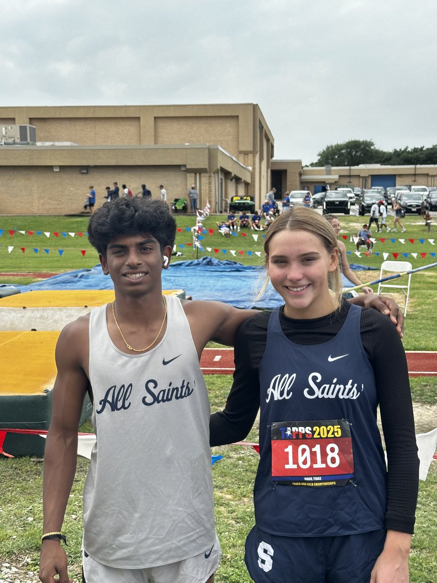 Good luck to Ishan Girisha and Austyn Johnson competing in the pole vault today at the TAPPS 5A state meet in Waco! <a href="/PTFAthletics/">All Saints' Athletes</a> <a href="/CoachBeck_PTF/">Coach Aaron Beck</a>