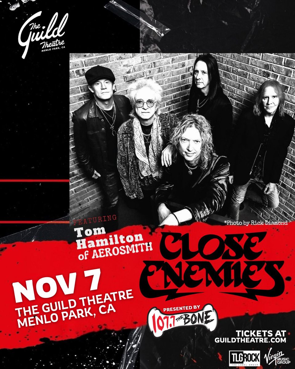 The Guild Theatre (@guildtheatre) on Twitter photo ON SALE NOW! 📣 Catch <a href="/CloseEnemiesX/">Close Enemies</a> ft. Tom Hamilton of Aerosmith on NOV 7 at The Guild Theatre! Presented by 107.7 The Bone. Don’t miss this epic night of rock— buy tickets now!
🎟️ >> tixr.com/pr/x/142097
Doors 7PM // Show 8PM ON SALE NOW! 📣 Catch <a href="/CloseEnemiesX/">Close Enemies</a> ft. Tom Hamilton of Aerosmith on NOV 7 at The Guild Theatre! Presented by 107.7 The Bone. Don’t miss this epic night of rock— buy tickets now!
🎟️ >> tixr.com/pr/x/142097
Doors 7PM // Show 8PM