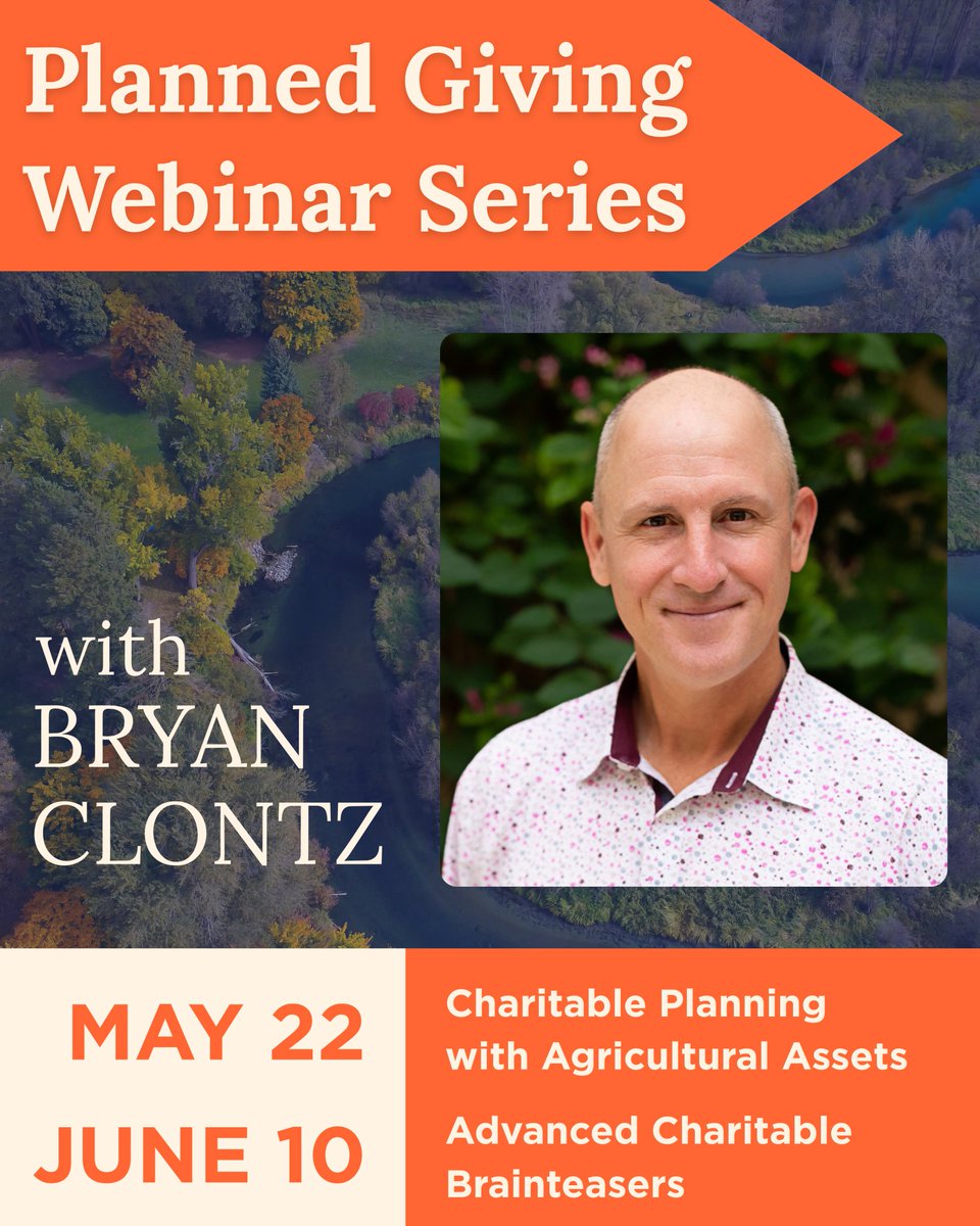 Join us virtually as we welcome back leading expert Bryan Clontz for a free webinar series, eligible for CE credits!
Agricultural Assets session, May 22 | goinnovia.org/AgriculturalAs….
Advanced Charitable Brainteasers session, June 10 | goinnovia.org/CharitableBrai….