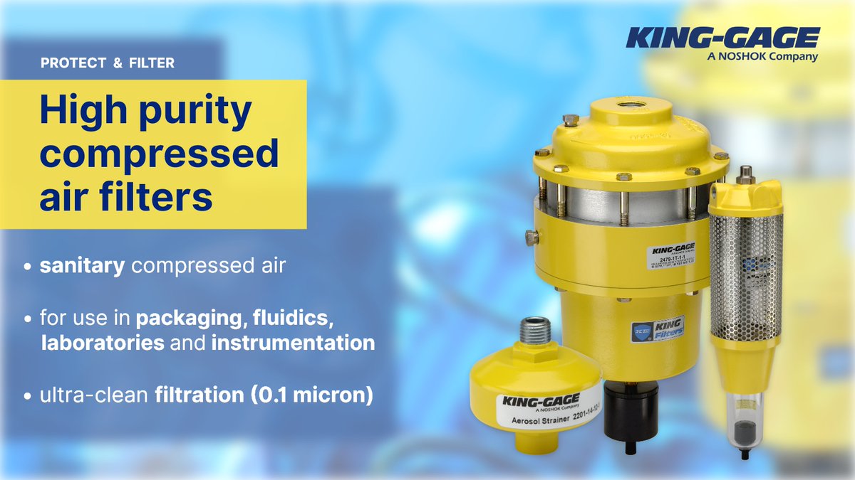 NOSHOK's tweet image. Compressed air must be clean — and KING Filters make sure it is. bit.ly/3weqnv4
· Remove aerosols, vapors &amp;amp; particles
· Perfect for labs, packaging, &amp;amp; instrumentation
· Full range: filters, dryers, sub-micron &amp;amp; combo units
#CleanAir #FilterTech #LabGear #CompressedAir…