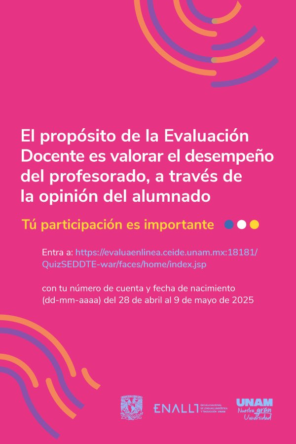 No olvides contestar la Evaluación Docente.
¡Tu participación es importante!
