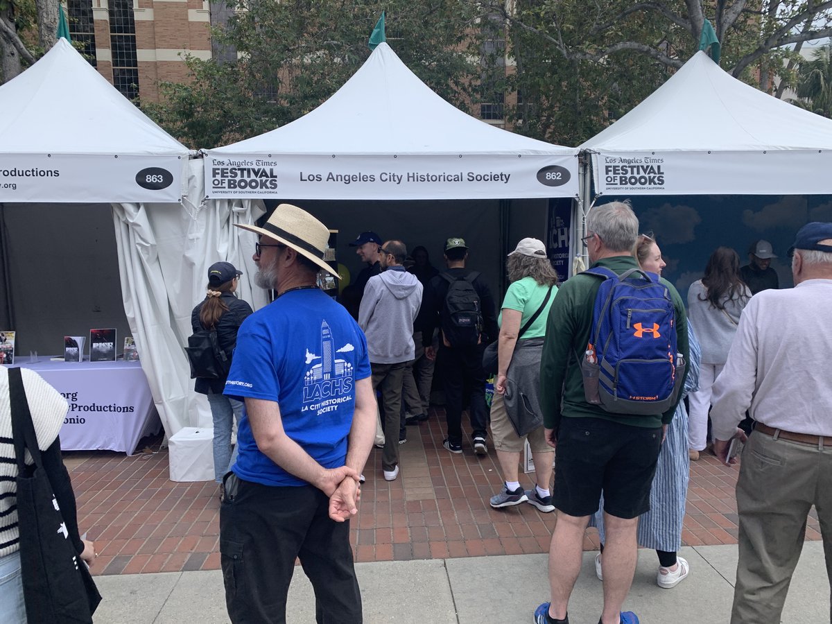 lacityhistory's tweet photo. It was a festival for the rest of us!  🏆  Our first time exhibiting at @latimesfob was a great success!  We outgrew our booth within 90 minutes of opening and enjoyed meeting curious, passionate history enthusiasts. Take the next step &amp; join LACHS today https://t.co/vdc3jKkp62 https://t.co/Gm3nLk4Ad0