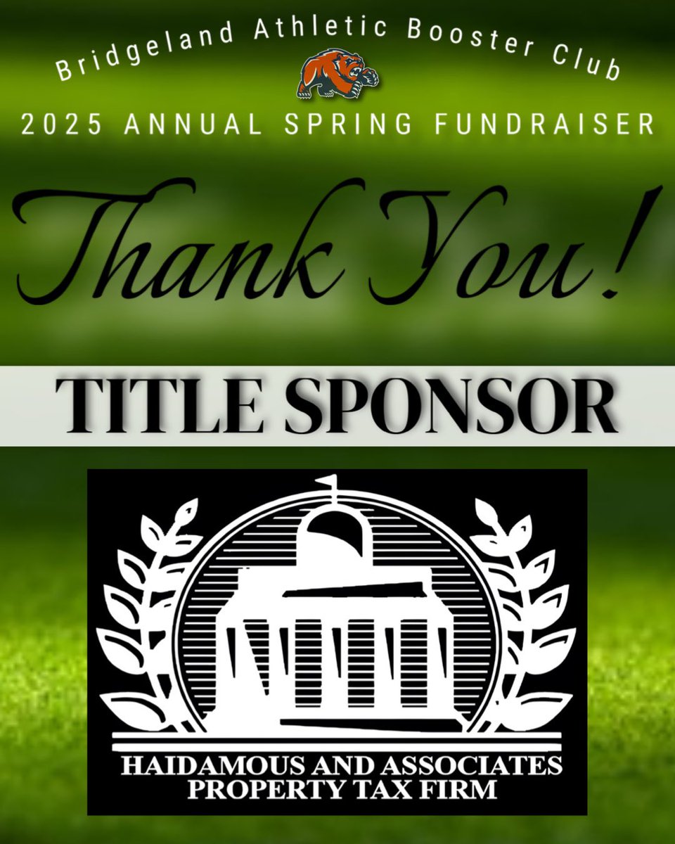 Our FINAL ✨SPONSOR SPOTLIGHT✨ goes to our Title Sponsor ✨HAIDAMOUS AND ASSOCIATES PROPERTY TAX FIRM✨ Our Athletic Booster Club is extremely thankful for your sponsorship!! We greatly appreciate all your help in making this Spring Fundraiser a huge success!! Haidamous and