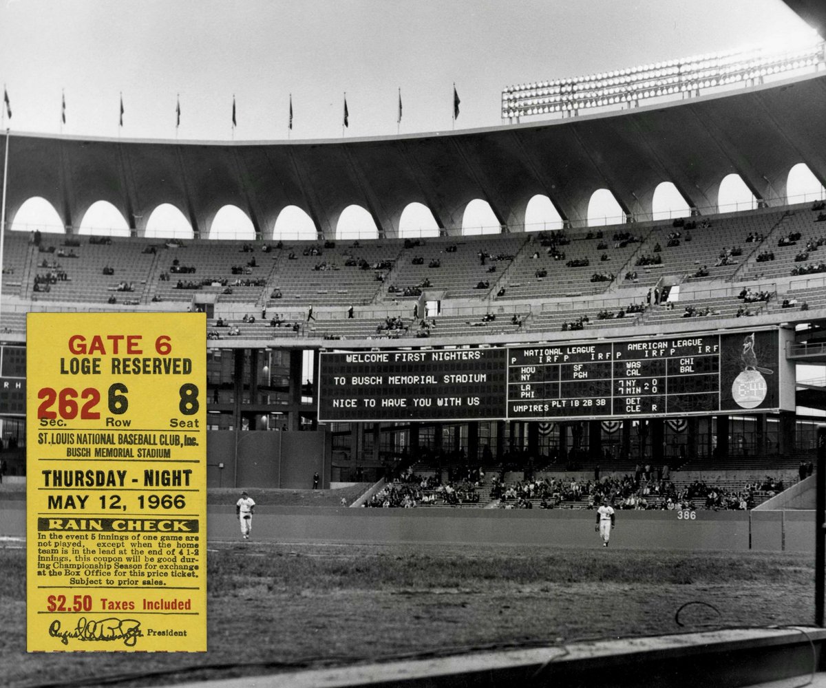 #OTD 1966 - The first game ever played at Busch Memorial Stadium is an extra-inning affair.

Lou Brock plates Curt Flood with a 12th-inning single off future Hall of Fame knuckleballer Phil Niekro, giving the #STLCards  a 4-3 walk-off victory over the Braves in their new